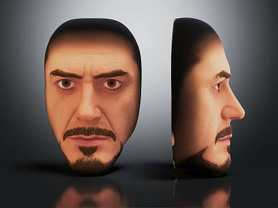 Realistic 3D Head Model Showing Front And Side View With Detailed Facial Features 3d model
