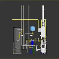 Industrial Equipment System Comprising Yellow Pipes Control Panels Valves And Storage Tanks