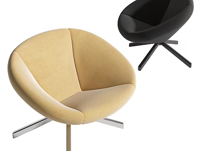 Modern Accent Chair With Curved Design Two Colors And Metal Base 3d model