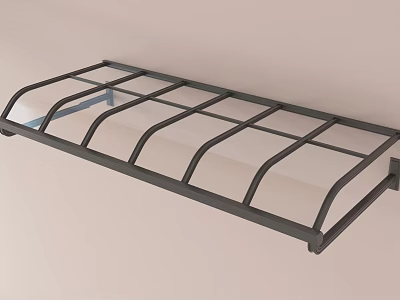 Modern Curved Metal Frame Awning With Transparent Glass Panels Wall Mounted 3d model