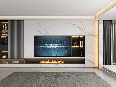 TV cabinet background wall 3d model