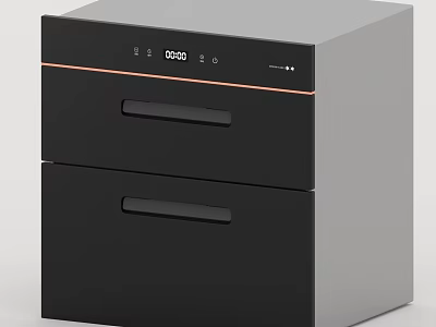 Modern Drawer Style Kitchen Appliance With Black Gray Finish And Control Panel 3d model