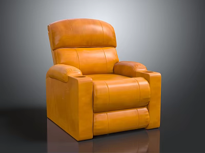 Modern Orange Leather Single Sofa Featuring Comfortable Armrests And Soft Cushion Design 3d model