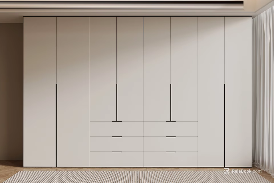Modern White Wardrobe Interior Design with Sleek Cabinet Doors and Drawers 3d model 