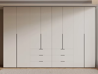 Modern White Wardrobe Interior Design with Sleek Cabinet Doors and Drawers 3d model
