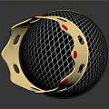 Black Microphone With Gold Crown Featuring Red Yellow Accents On Top