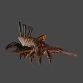 Fantasy 3D Game Movie Character With Crab Like Claws Spiked Back And Orange Black Patterns