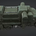 Vintage Green Military Style Truck with Rugged Mechanical Parts and Heavy Duty Tires