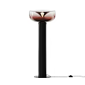 Modern Floor Lamp with Glass Shade Brown Transparent and Black Stand Minimalist Design