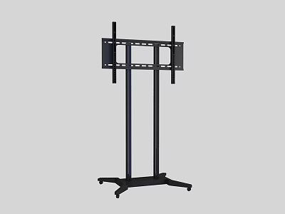 Black Iron TV Stand Movable Floor Standing Design with Stable Base and Wheels 3d model