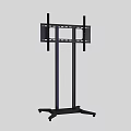 Black Iron TV Stand Movable Floor Standing Design with Stable Base and Wheels 3d model