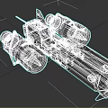 Red and Black Spacecraft with Twin Thrusters for Deep Cosmic Exploration Missions