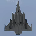 Modern Gray Fighter Jet Flying in Cloudy Sky with Landing Gear and Armaments