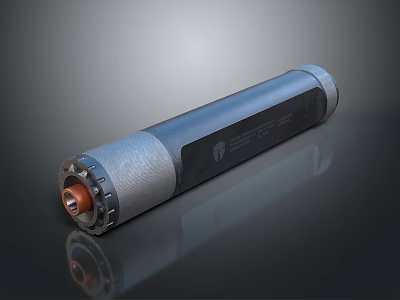 Shiny Cylindrical Mechanical Industrial Component Featuring Gray Black Metal Surface And End Design 3d model
