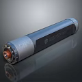 Shiny Cylindrical Mechanical Industrial Component Featuring Gray Black Metal Surface And End Design