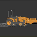 Orange Toy Bulldozer with Front Loader Black Wheels and Mini Construction Vehicle Model