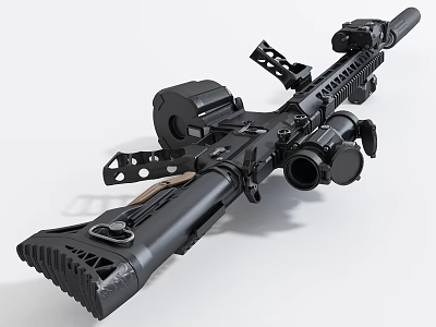 Modern Tactical Rifle With Tactical Scope Magazine And Picatinny Rail System 3d model