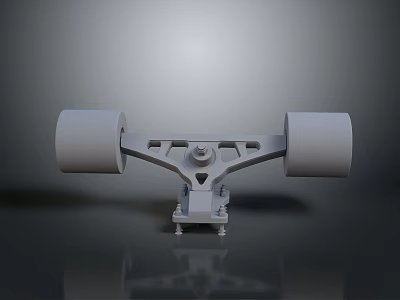Mechanical Support Structure With Two Wheels And Base On Gray Background 3d model