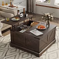 Light Colored Sofa Wooden Coffee Table Set With Storage Food Newspaper Cozy Home Interior