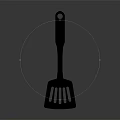 Black Slotted Spatula With Long Handle For Kitchen Cooking Utensils 3d model