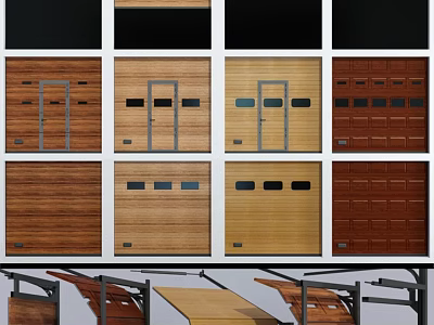 Various Wooden Hinged Doors With Different Panel Designs And Color Options 3d model