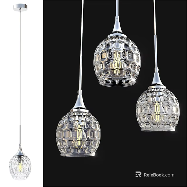 Modern Transparent Glass Pendant Lights With Spherical Crystal Cut Design For Interior Decoration 3d model 