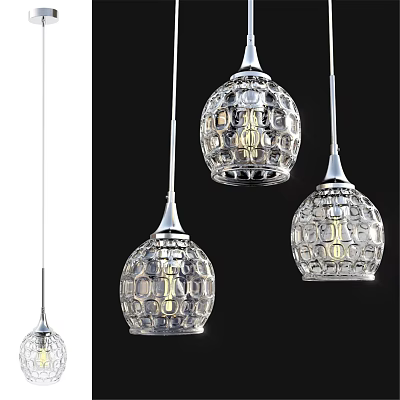 Modern Transparent Glass Pendant Lights With Spherical Crystal Cut Design For Interior Decoration 3d model