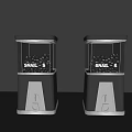 Two Snail Themed Fun Amusement Vending Machines with Clear Glass Dome and Black Gray Body