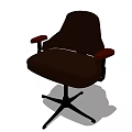 Brown Office Chair With Armrests Five Star Base And Wheels 3d model