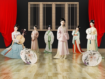 New Chinese Women Hanfu 3d model