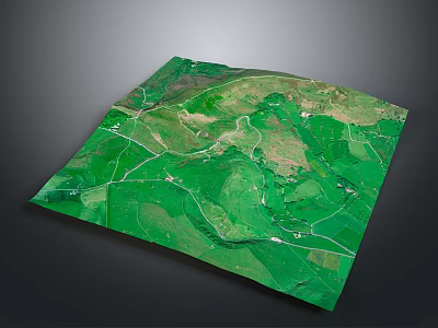 Aerial View Of Scenic Green Mountain Landscape With Rolling Hills And Natural Paths 3d model