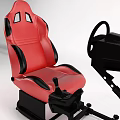 Entertainment Electronics Racing Game Simulator with Steering Wheel Pedals and Multiple Monitors 3d model