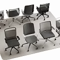 Modern Office Chairs in Multiple Styles Featuring Mesh Padded Backs and Swivel Bases 3d model