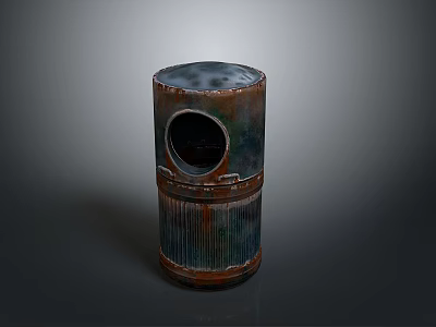 Rusty Circular Small Building With Textured Surface Circular Opening And Weathered Exterior 3d model