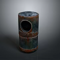 Rusty Circular Small Building With Textured Surface Circular Opening And Weathered Exterior