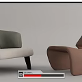 Single Sofa With Unique Modern Design Curved Shape And Various Color Options 3d model