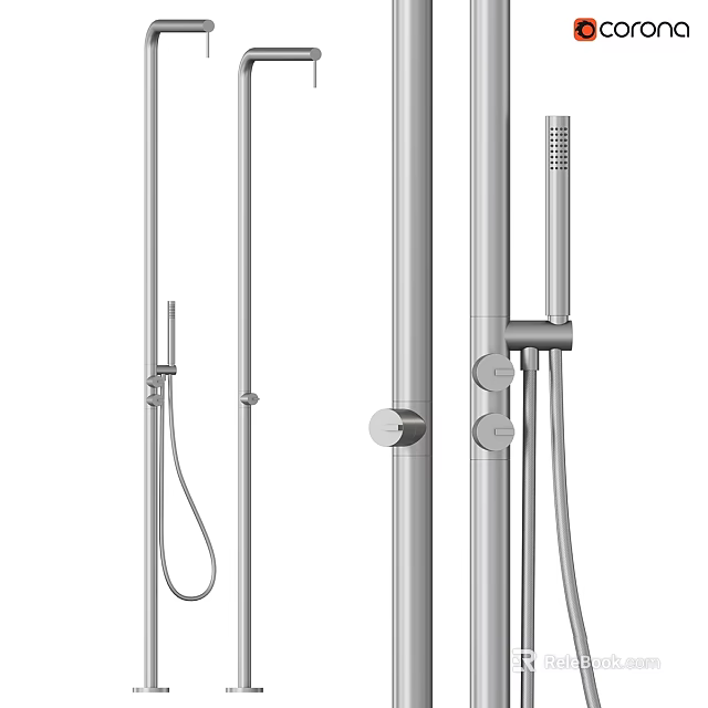 Modern Stainless Steel Shower Faucet With Handheld And Fixed Sprayer Design 3d model 