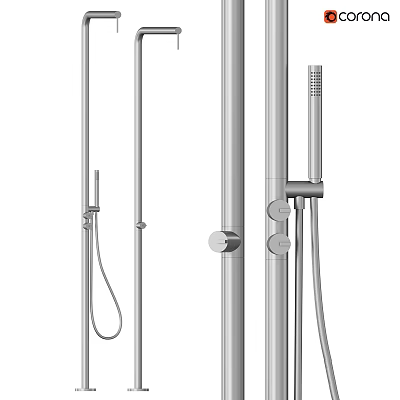 Modern Stainless Steel Shower Faucet With Handheld And Fixed Sprayer Design 3d model