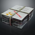 Stack of Books Tied with Ropes Featuring Top Secret Radiation Symbol