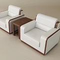 Modern White Sofa and Coffee Table Set with Wooden Frame and Dimensions 3d model
