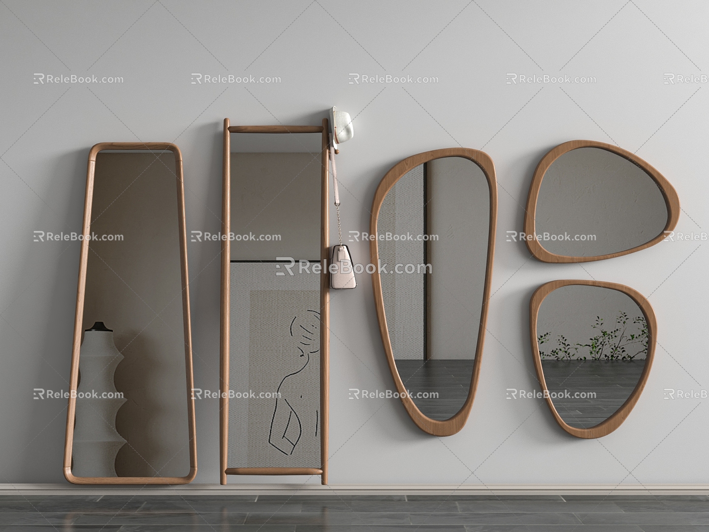 Modern Mirror Floor Mirror Decorative Mirror Bathroom Mirror Cosmetic Mirror Full-length Mirror 3d model