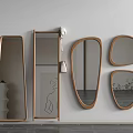 Modern Wall Mounted Mirrors With Various Shapes And Wooden Frames For Interior Decoration