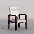 Modern Single Chair With White Upholstered Seat Back And Dark Wooden Arms Legs