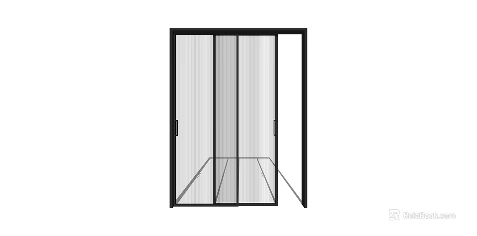 Modern Sliding Glass Door with Black Frame for Interior Space Partition 3d model 