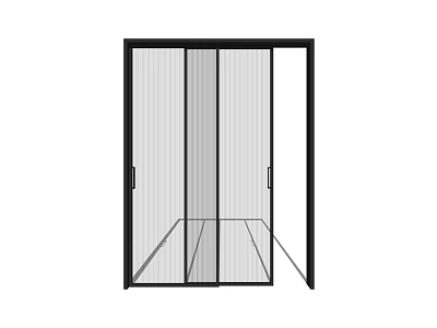 Modern Sliding Glass Door with Black Frame for Interior Space Partition 3d model