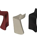 Modern Curved Design Bar Stools in Red Beige and Black Colors 3d model
