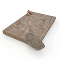 Earthy Slab With Cracks And Small Brown Objects On Textured Surface 3d model