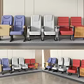 Modern Upholstered Seats In Blue Gray Red Colors With Armrests And Storage Pouch
