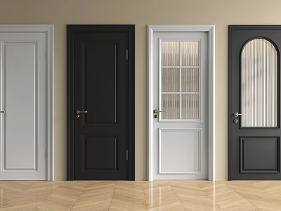 Hinged Doors in Various Designs and Colors with Glass Panels for Modern Interior 3d model