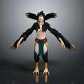 Mythical Creature With Eagle Like Head Black Feathers Golden Claws And Green Belt